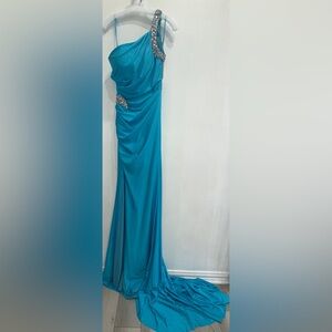 Portia and Scarlett Turquoise One Shoulder Dress